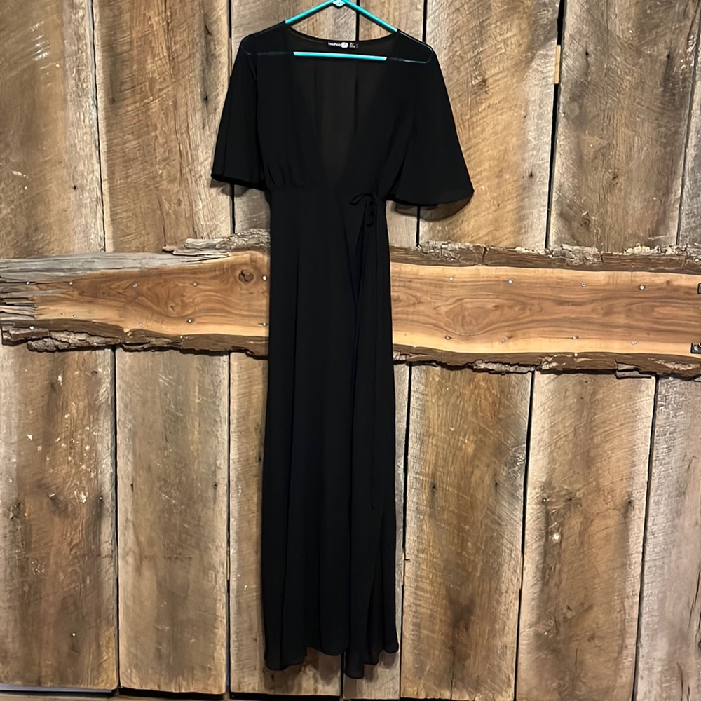 Chiffon flutter sleeve dress